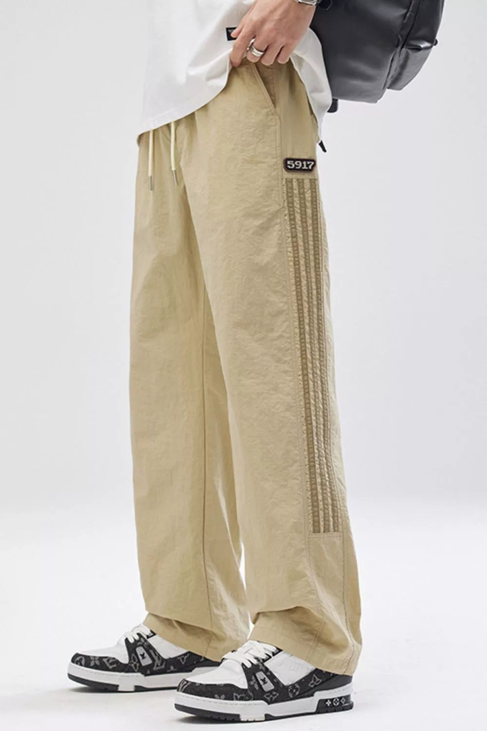 Men's Full Size Striped Casual Wide Leg Pants Plus Size