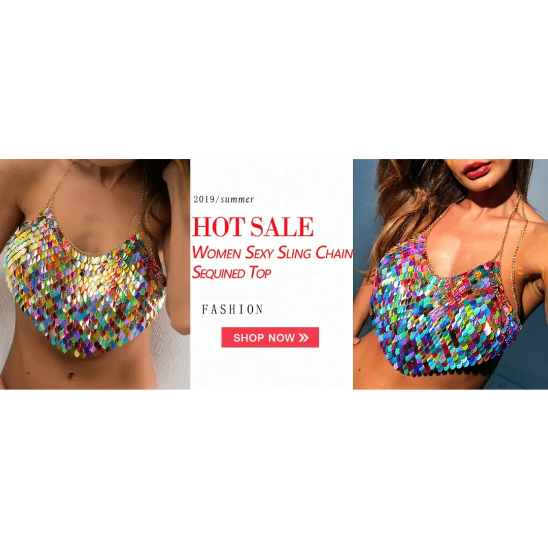 Shiny Harajuku Rhinestone Halter Top