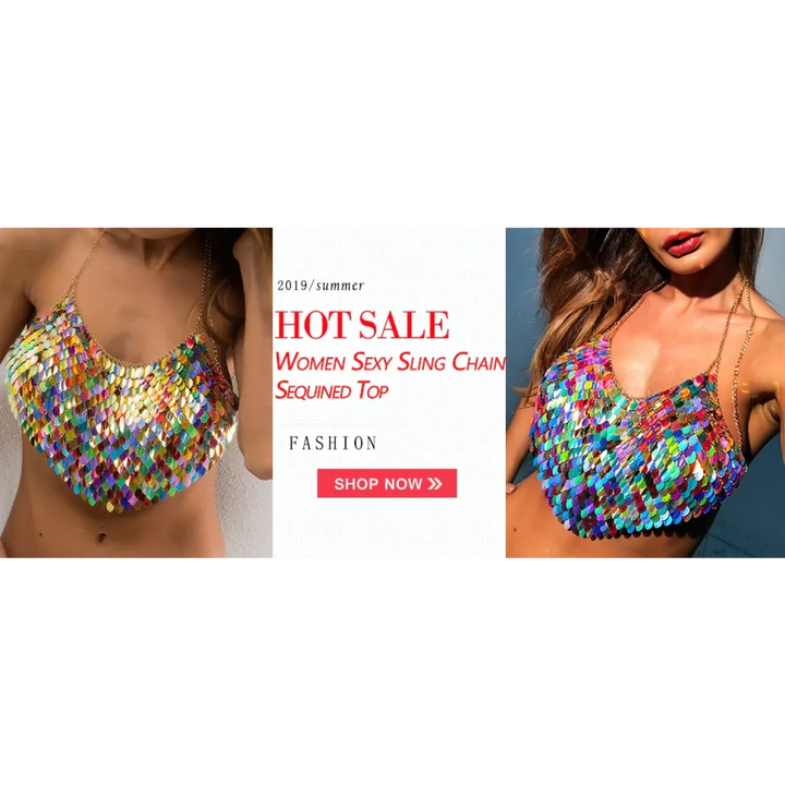 Shiny Harajuku Rhinestone Halter Top