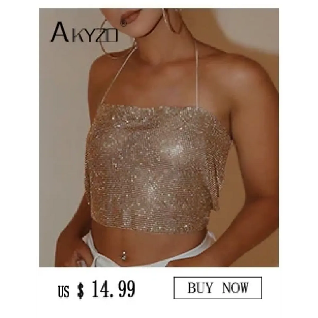 Shiny Harajuku Rhinestone Halter Top