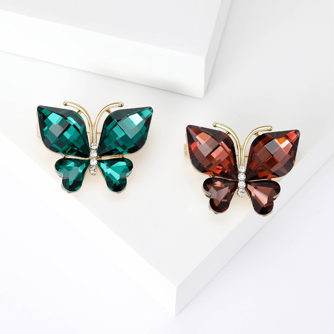 Fashionable Diamond-Encrusted Small Crystal Glass Butterfly Brooch