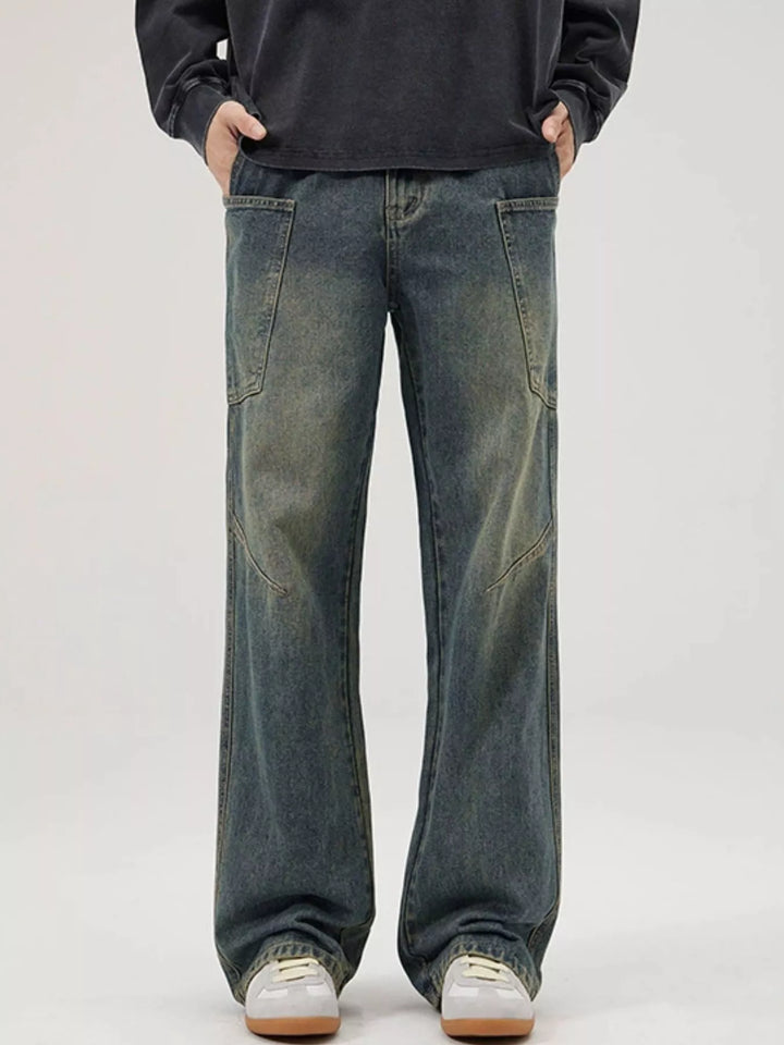 Men's Full Size Washed Wide Leg Baggy Jeans Plus Size