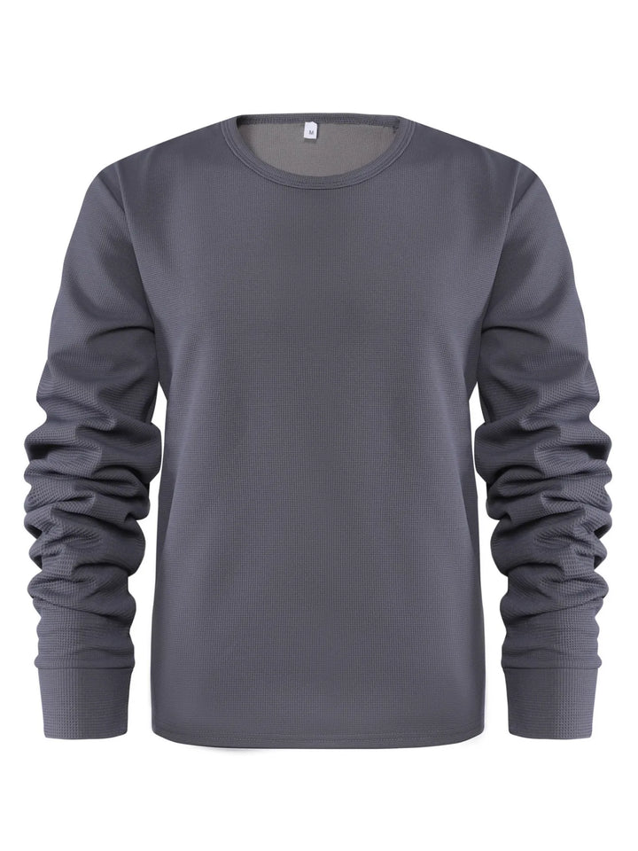 Men's Plus Size Waffle Knit Long Sleeve T-Shirt