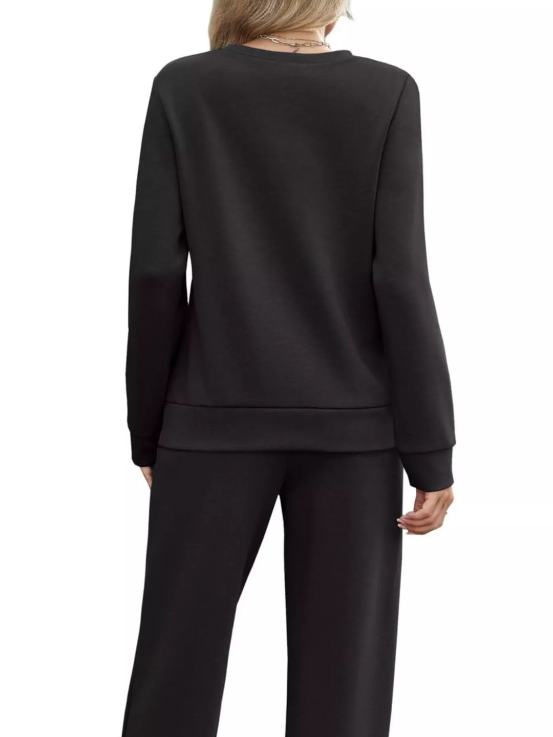 Full Size Casual Long Sleeve Top and Pants Set Plus Size