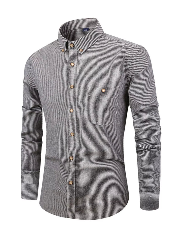 Men's Full Size Striped Casual Button-Down Shirt Plus Size