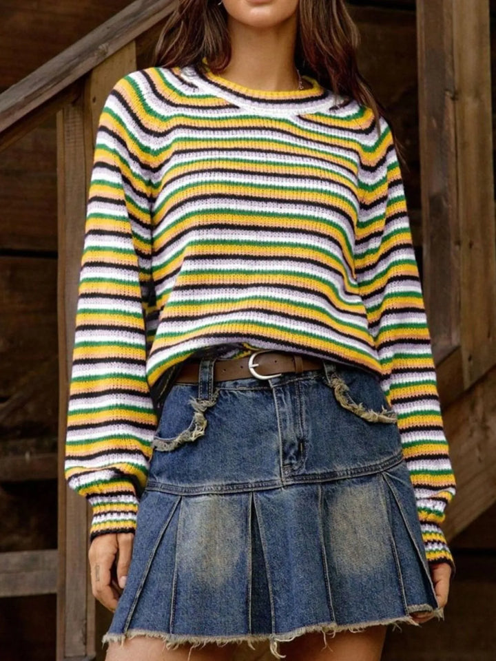 Rainbow Striped Pullover Sweater