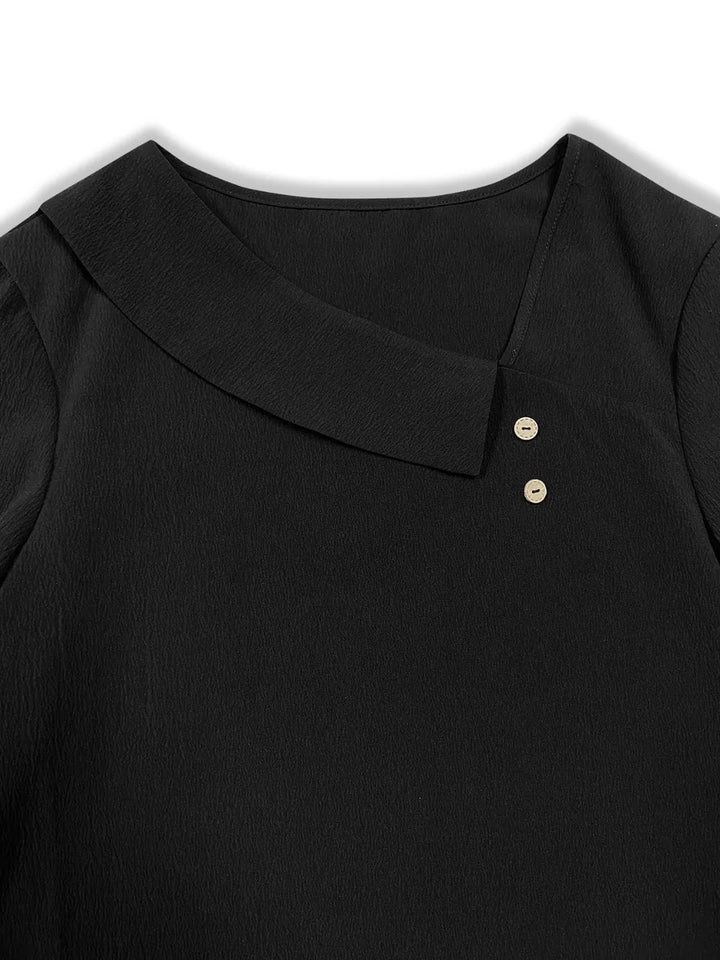 Asymmetrical Neck Long Sleeve Blouse