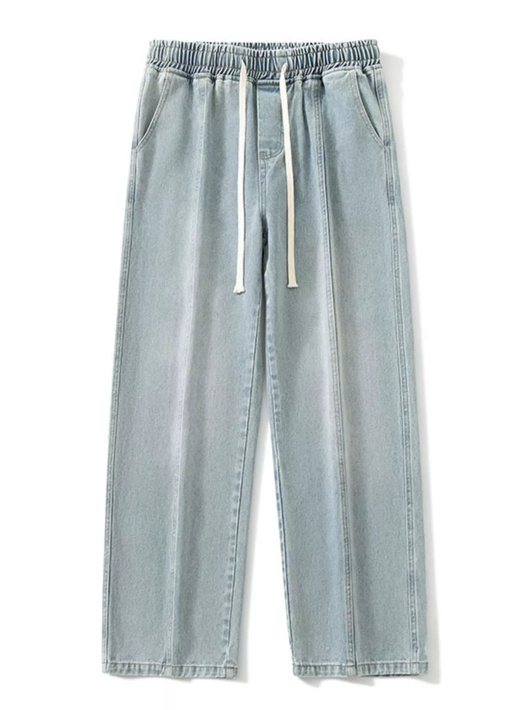 Men's Full Size Relaxed Fit Wide Leg Drawstring Jeans Plus Size
