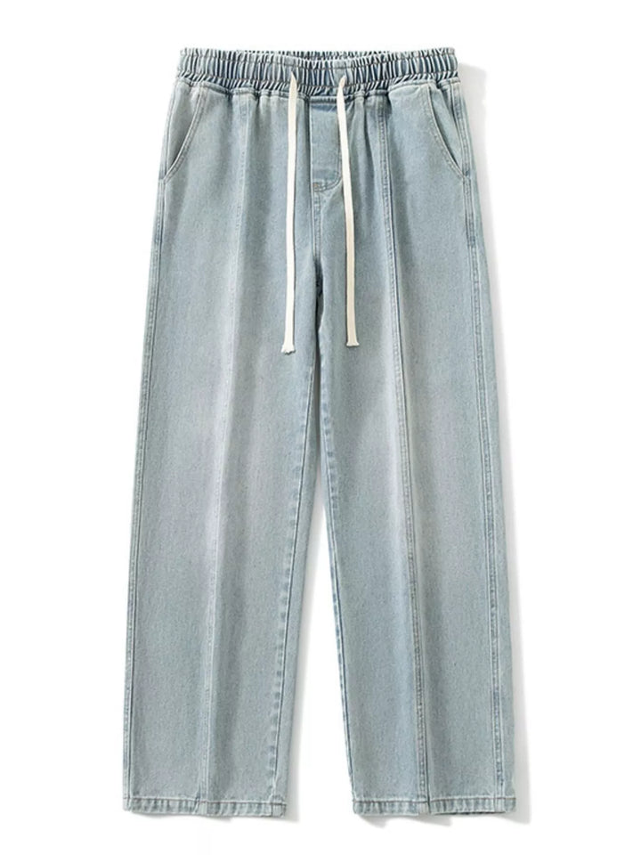 Men's Full Size Relaxed Fit Wide Leg Drawstring Jeans Plus Size