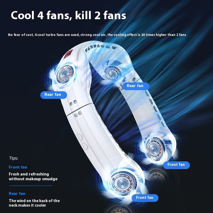 Portable Lazy New Quad-core Leaf-free Halter Fan