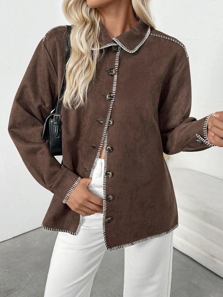 Button Up Contrast Trim Jacket