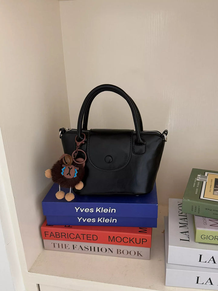 Two-Tone Flap Decor Crossbody Bag with Charm