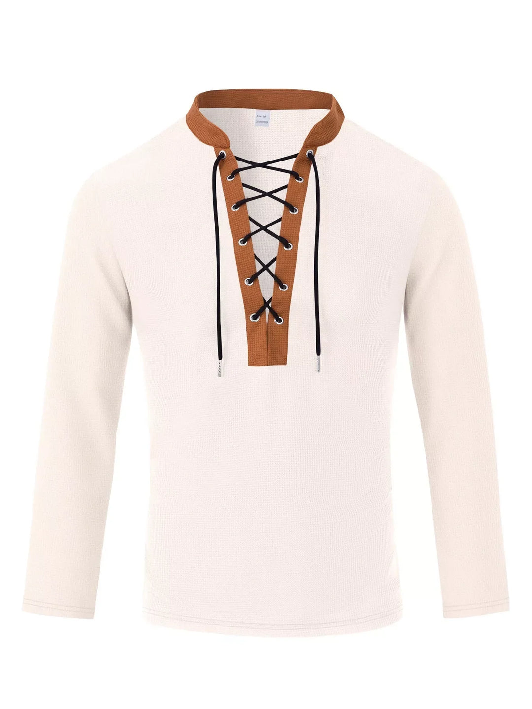 Men's Full Size Vintage Lace-Up Long Sleeve T-Shirt Plus Size
