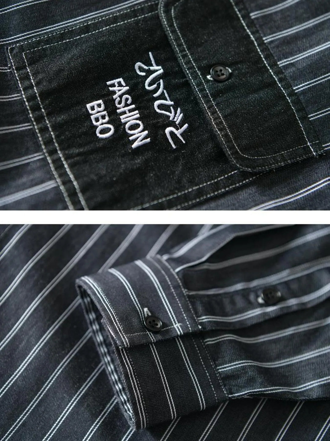 Men's Plus Size Striped Button Up Long Sleeve Shirt