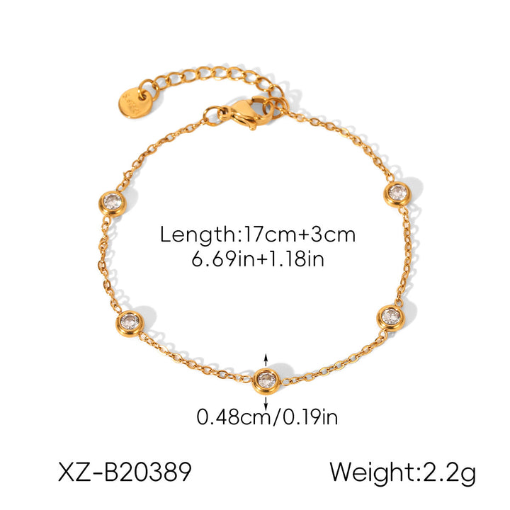 18K Gold stainless Steel Zircon Necklace For Women European And American Style
