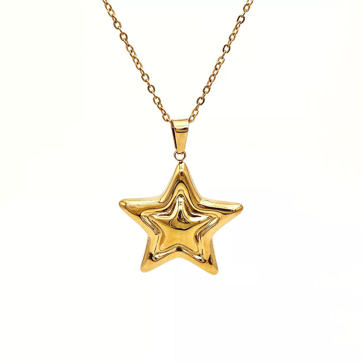 Stainless Steel Zircon Star Necklace