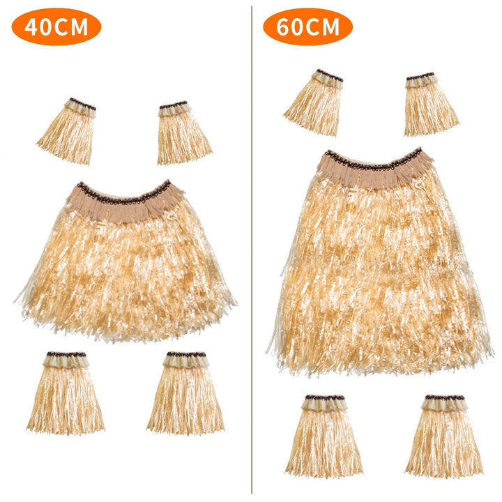 Hawaiian Style Party Grass Skirt Suit