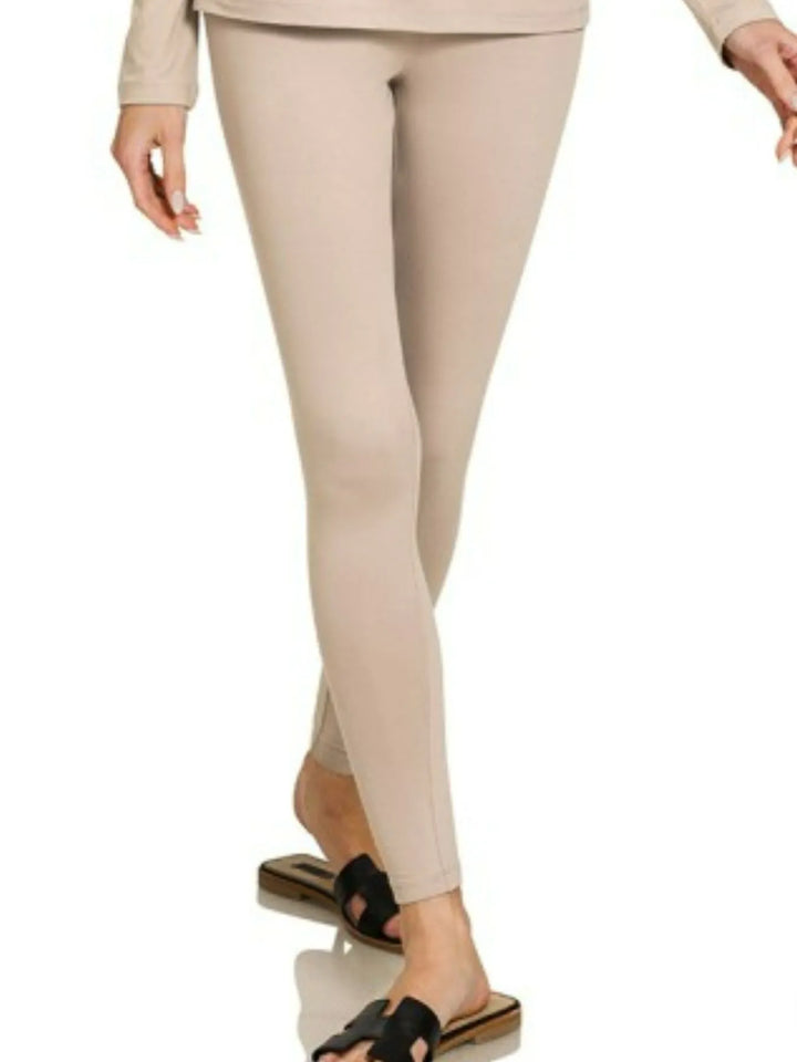 Zenana Microfiber Round Neck Top and Leggings Set