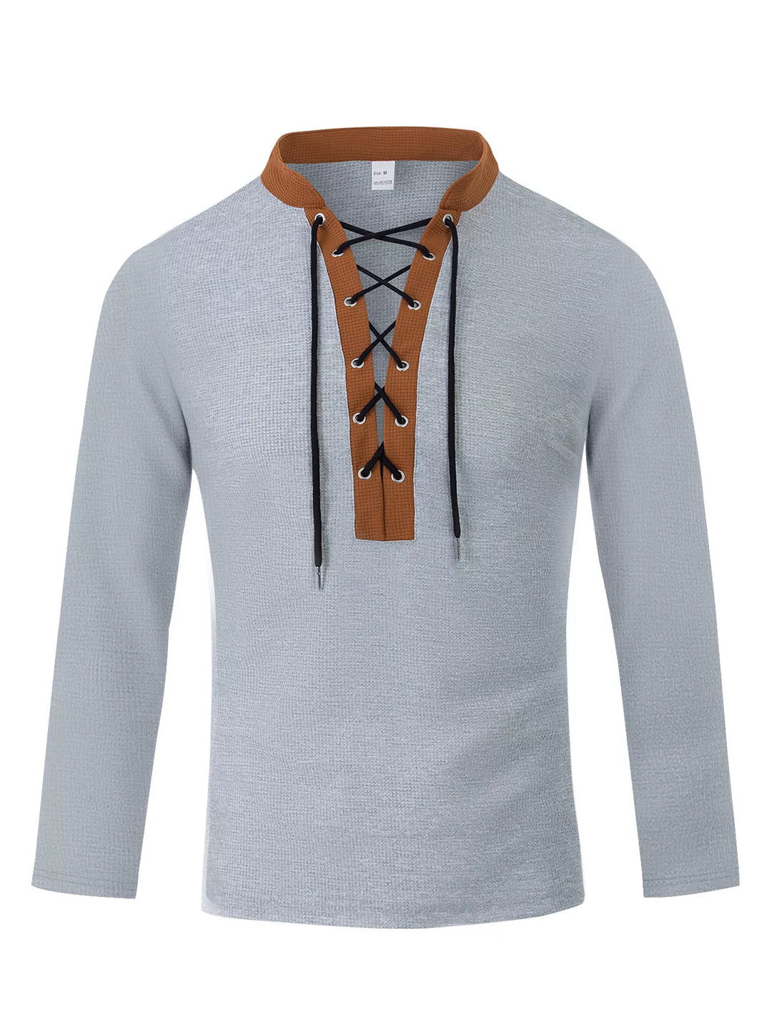 Men's Full Size Vintage Lace-Up Long Sleeve T-Shirt Plus Size