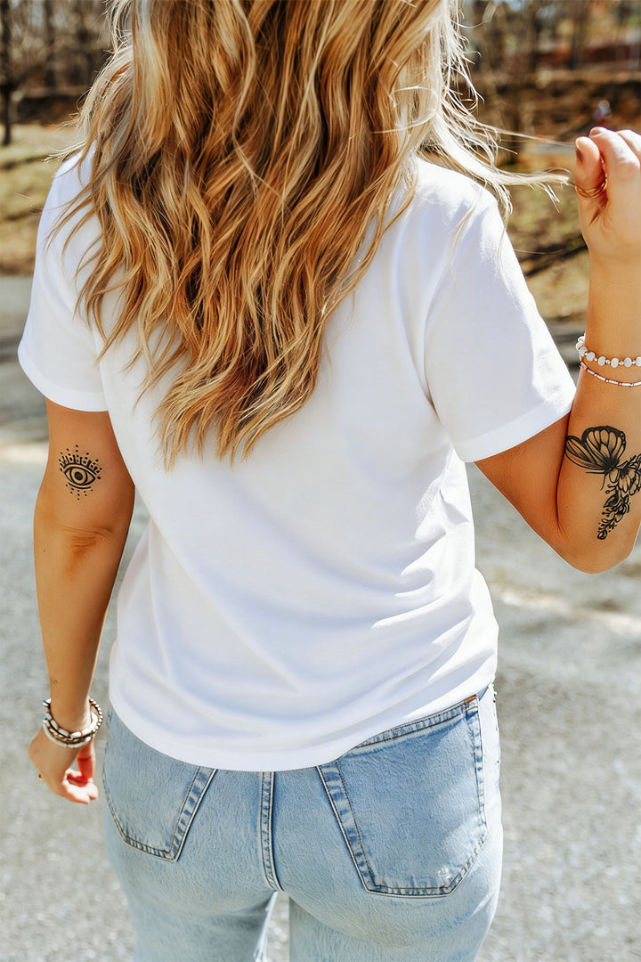 White JUST A GIRL WHO Loves Fall Graphic Casual Tee