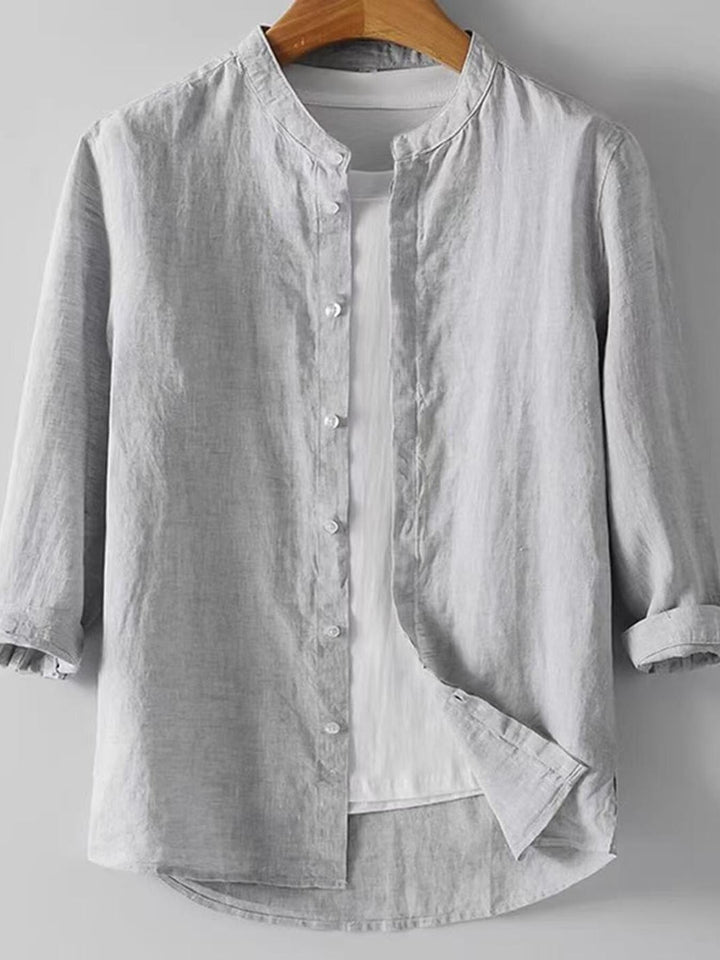 Men's Plus Size Button Up 3/4 Sleeve Shirt