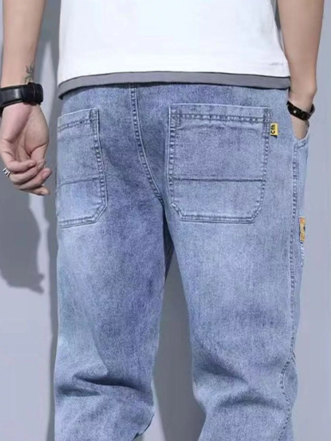 Men's Plus Size Slim Fit Wash Jeans