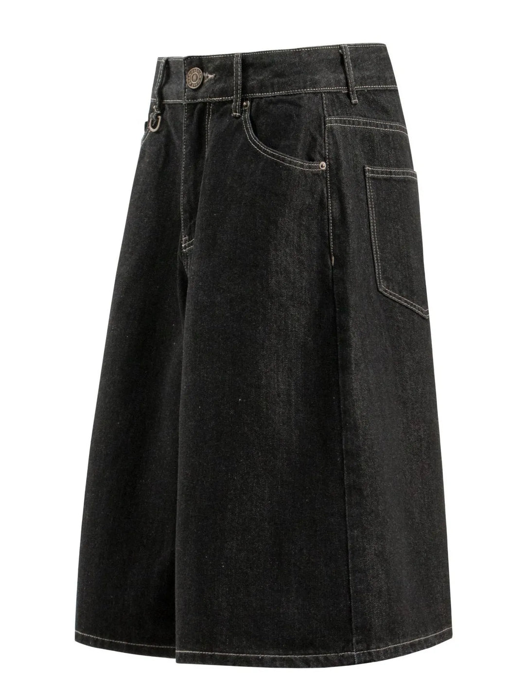 Men's Wide-Leg Denim Shorts with Pockets