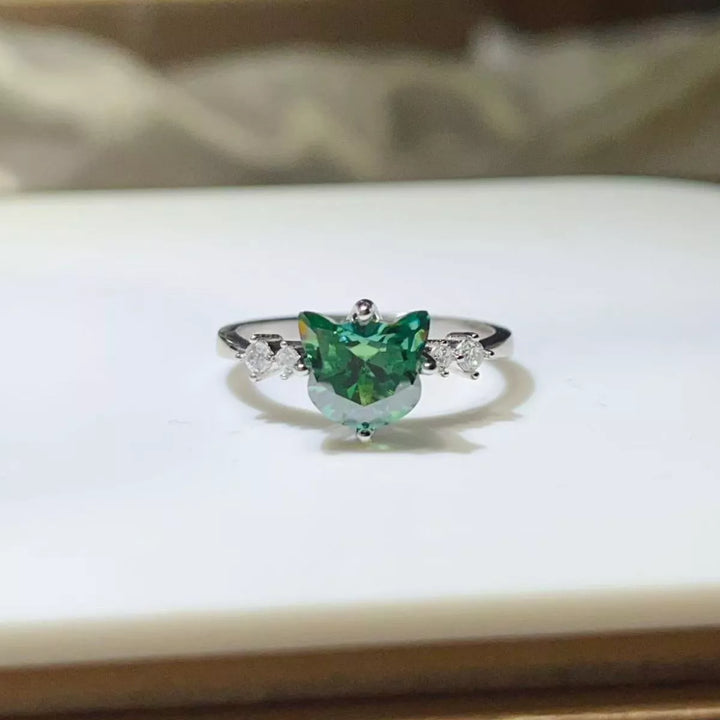 2 Carat Cat-Shaped Moissanite 925 Sterling Silver Ring