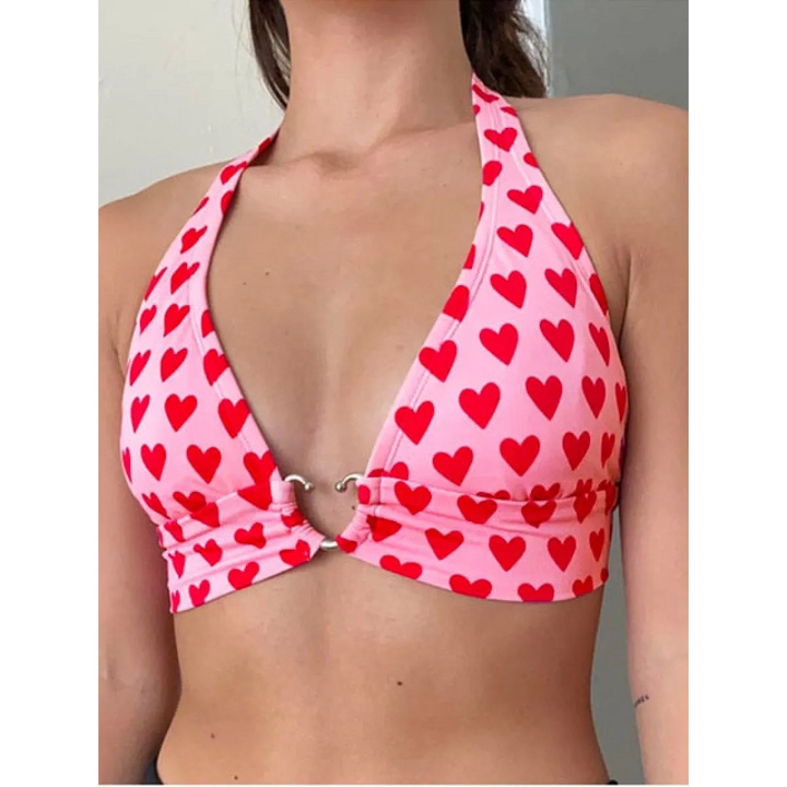 Heart Lace Up Bralette Camisole