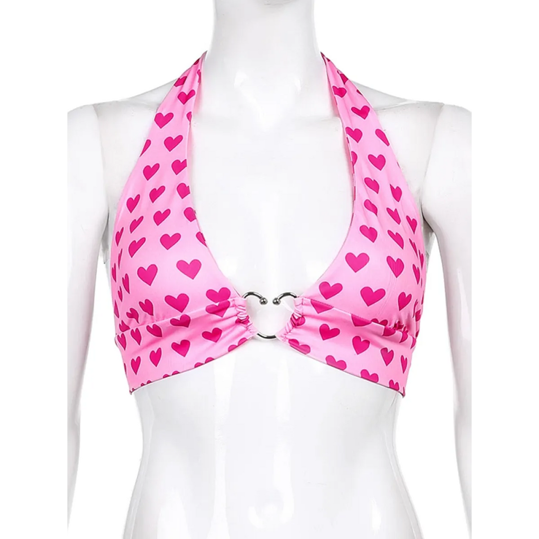 Heart Lace Up Bralette Camisole
