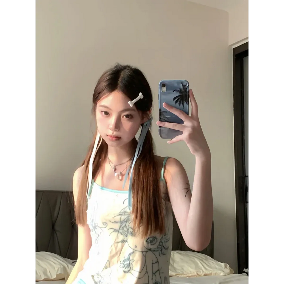 Aesthetic Sweet Tank Top - Sleeveless Japanese Cartoon Print