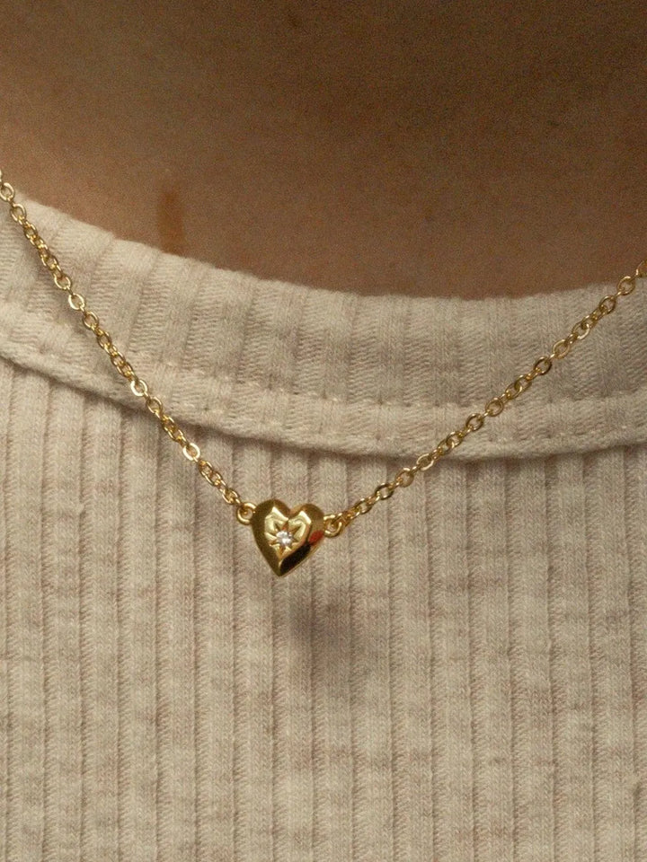 Zircon Heart Pendant Necklace