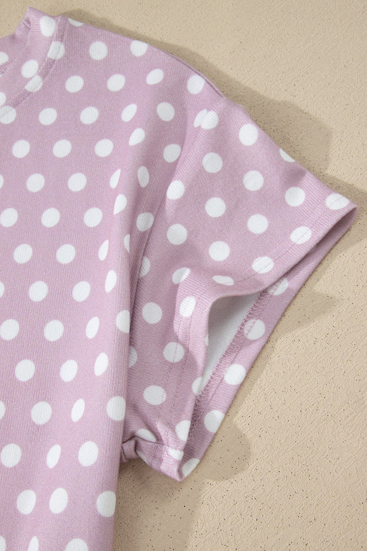 Purple Polka Dot Print Short Set