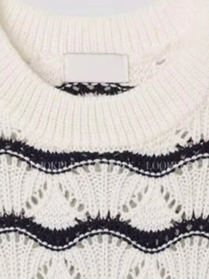 Men's Plus Size Wavy Stripe Contrast Knit Top