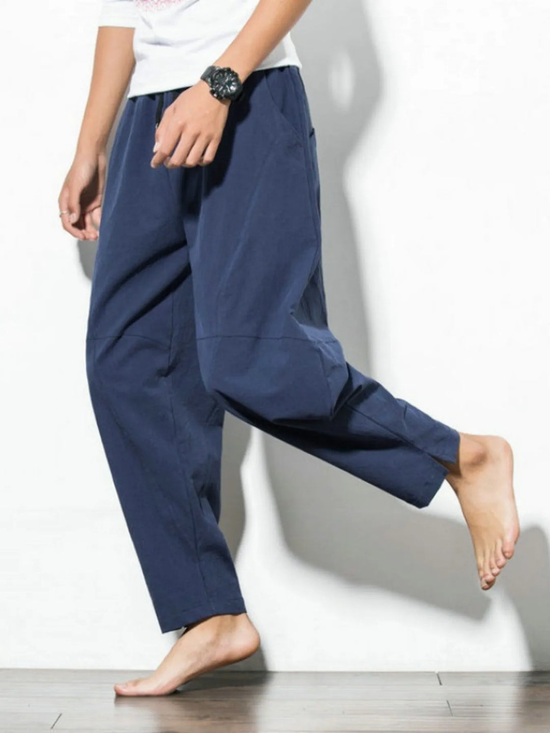 Men's Plus Size Casual Drawstring Wide Leg Pants