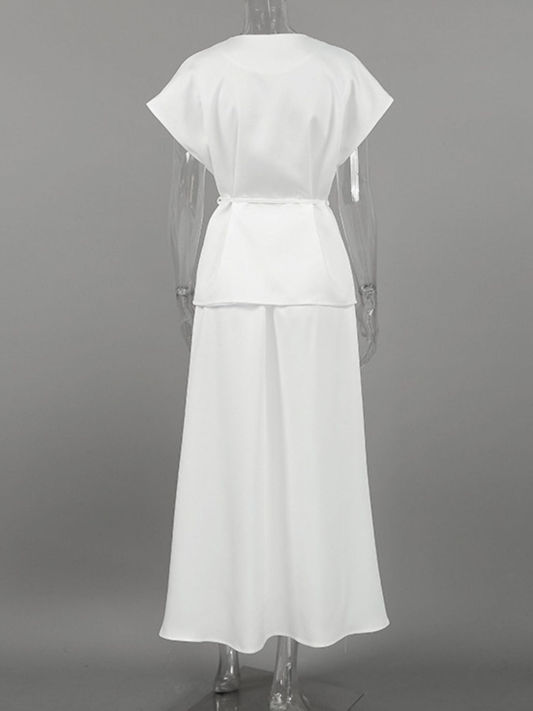 One Button Short Sleeve Top and Skirt Set