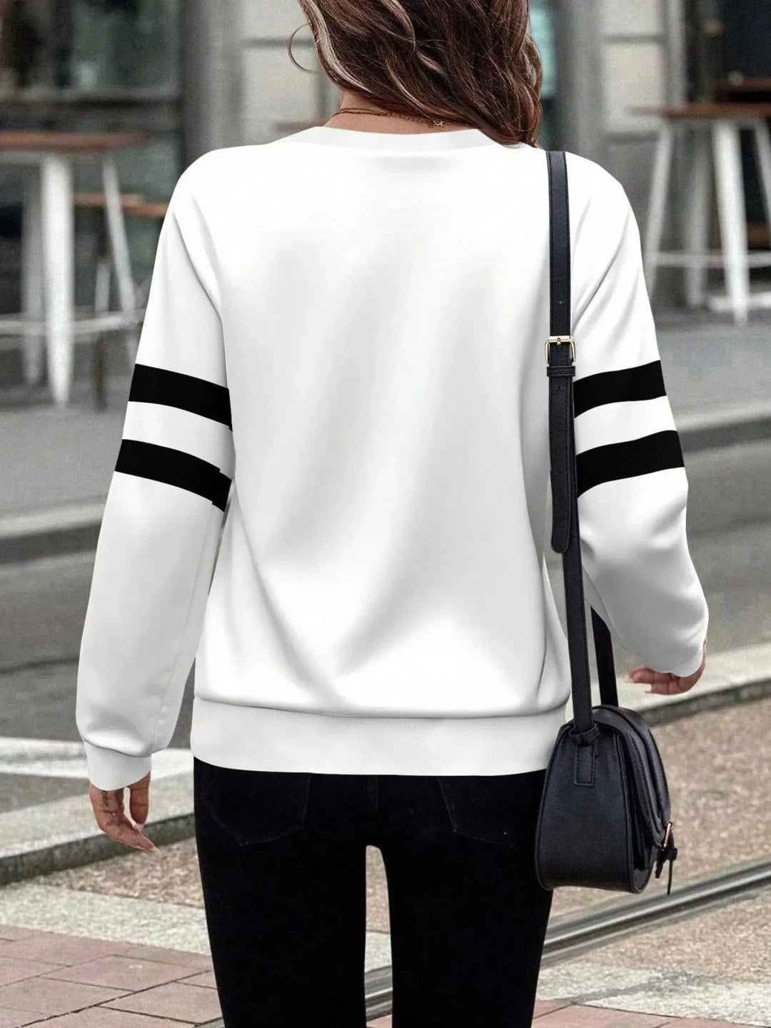 Striped Quarter Zip Long Sleeve Top