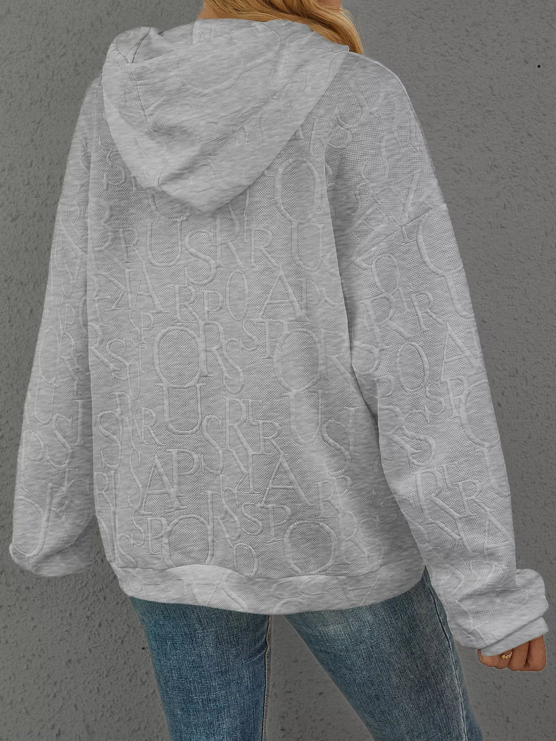 Full Size Embossed Lettering Casual Hoodie Plus Size