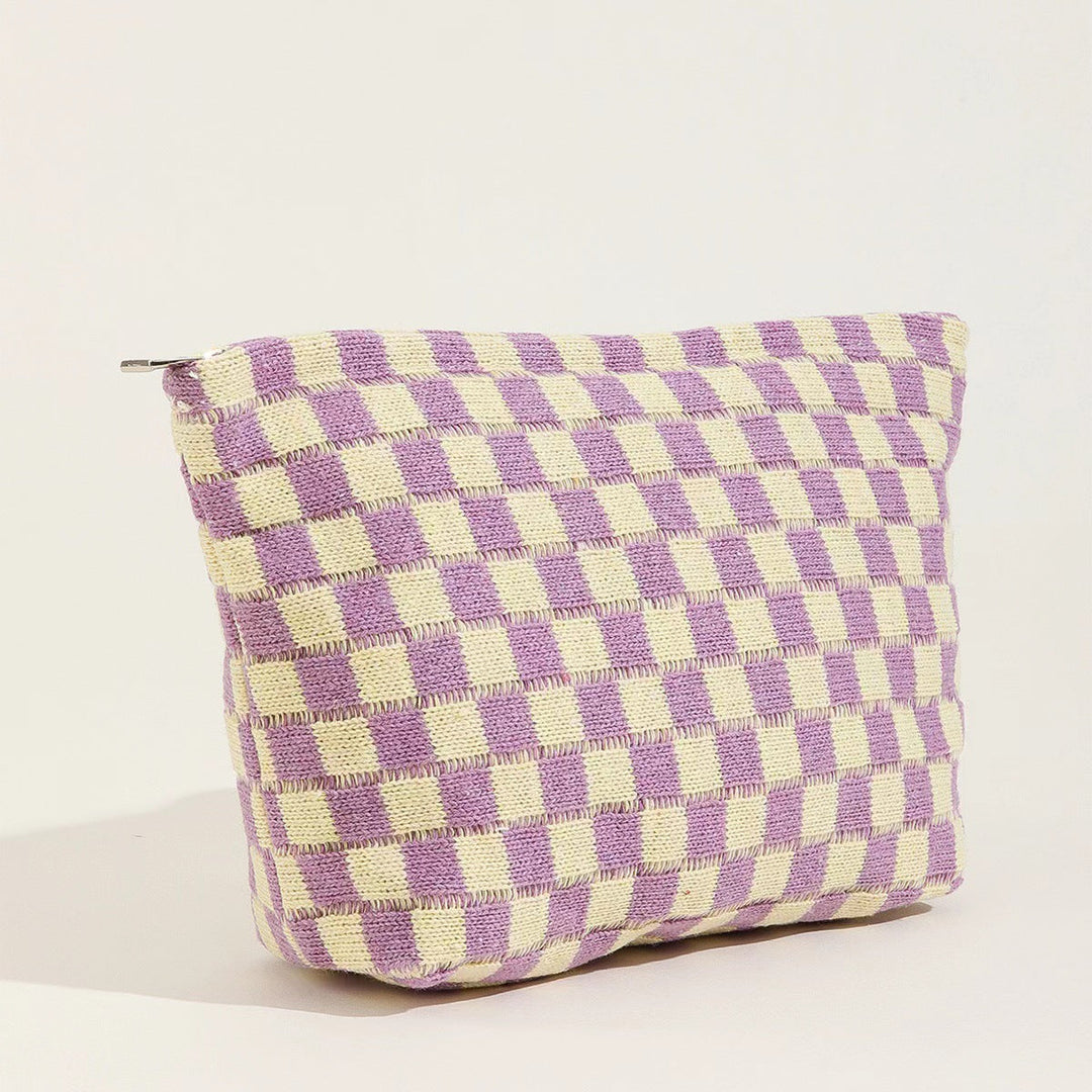 Large-capacity Yarn Checkerboard Makeup Bag