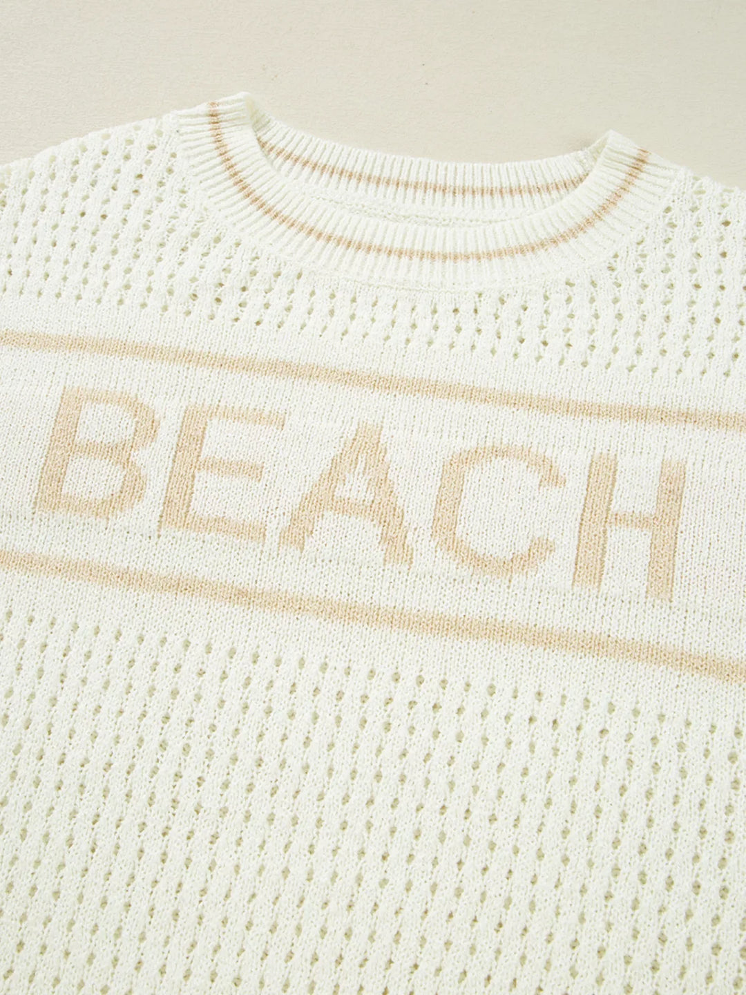 BEACH Hollow Out Knitted Lightweight Dolman Sweater