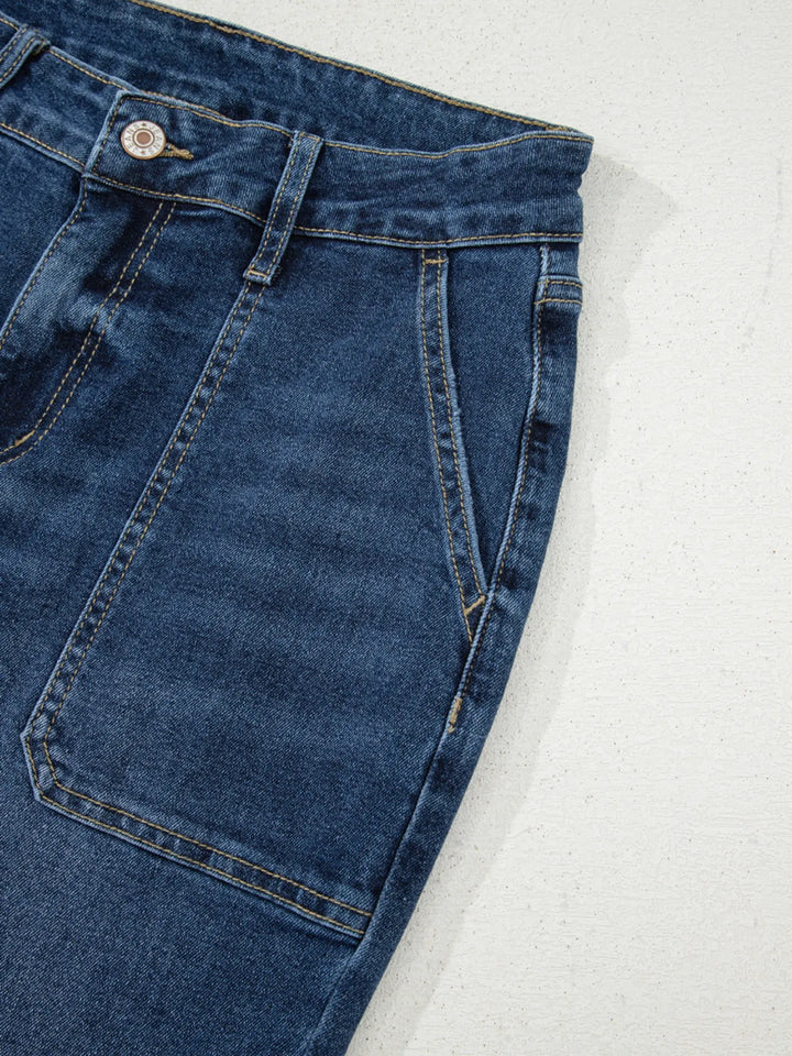 Cropped High Rise Wide Leg Jeans