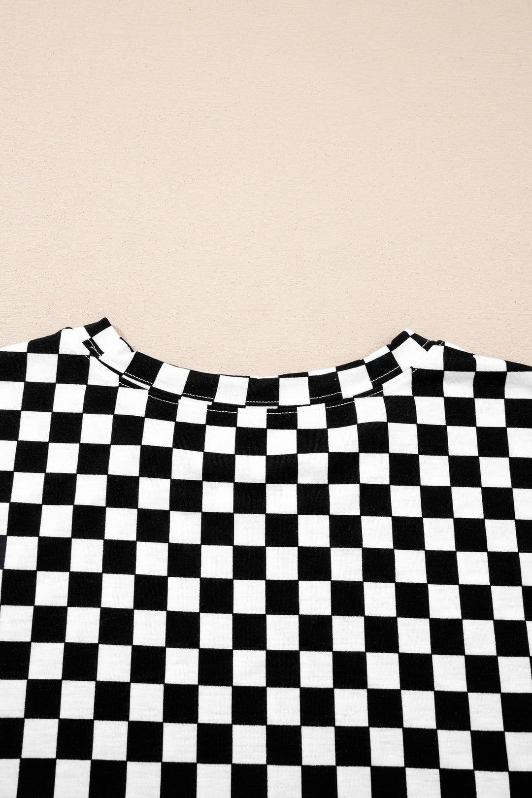 Black Checkered Print Half Sleeve Tee 2pcs Lounge Pant Set