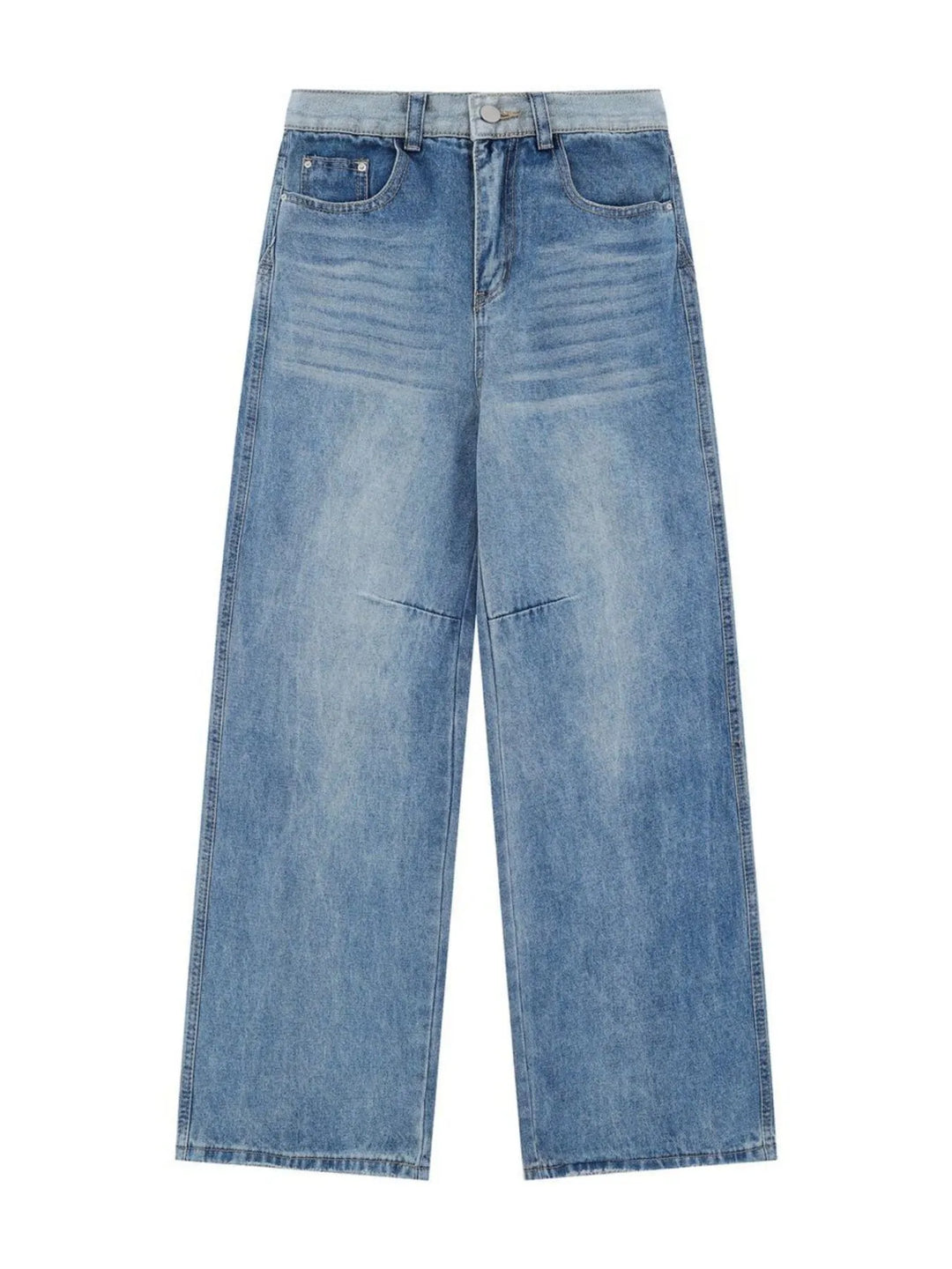 Men's Wide-Leg Vintage Wash Denim Jeans