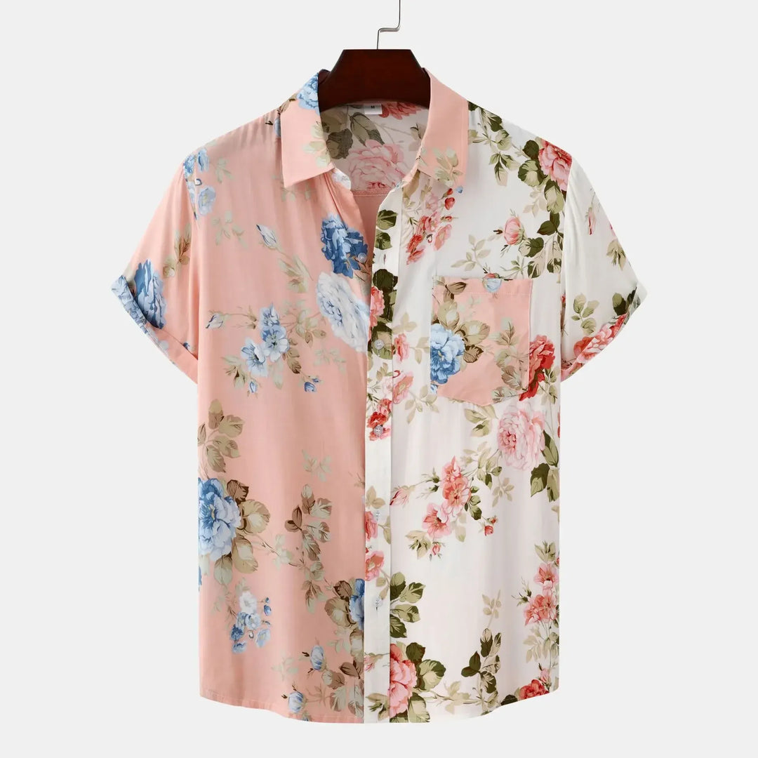 Men's Plus Size Floral Short Sleeve Shirt