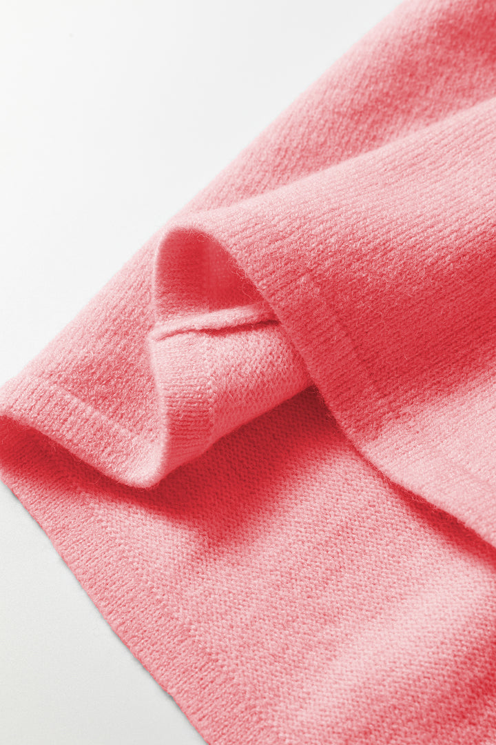 Peach Blossom 3/4 Sleeve Boxy Knit Button Down Sweater Cardigan