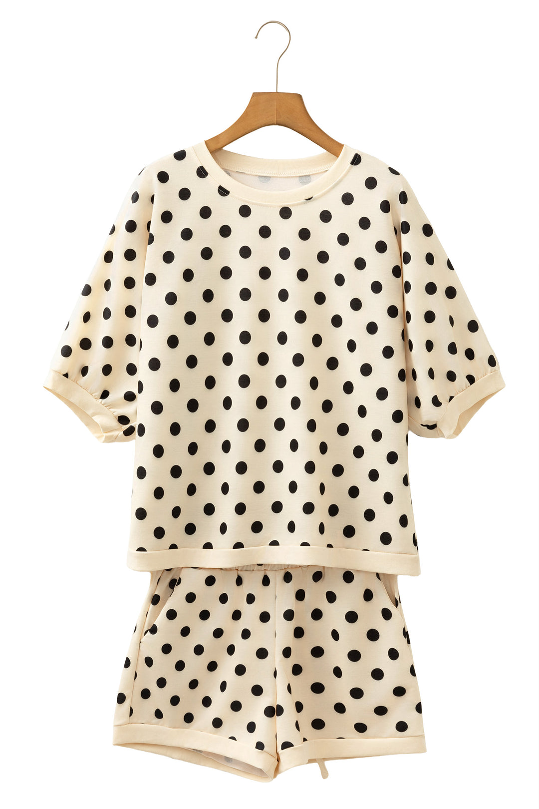Pink Polka Dot Oversized Top Drawstring Short Set