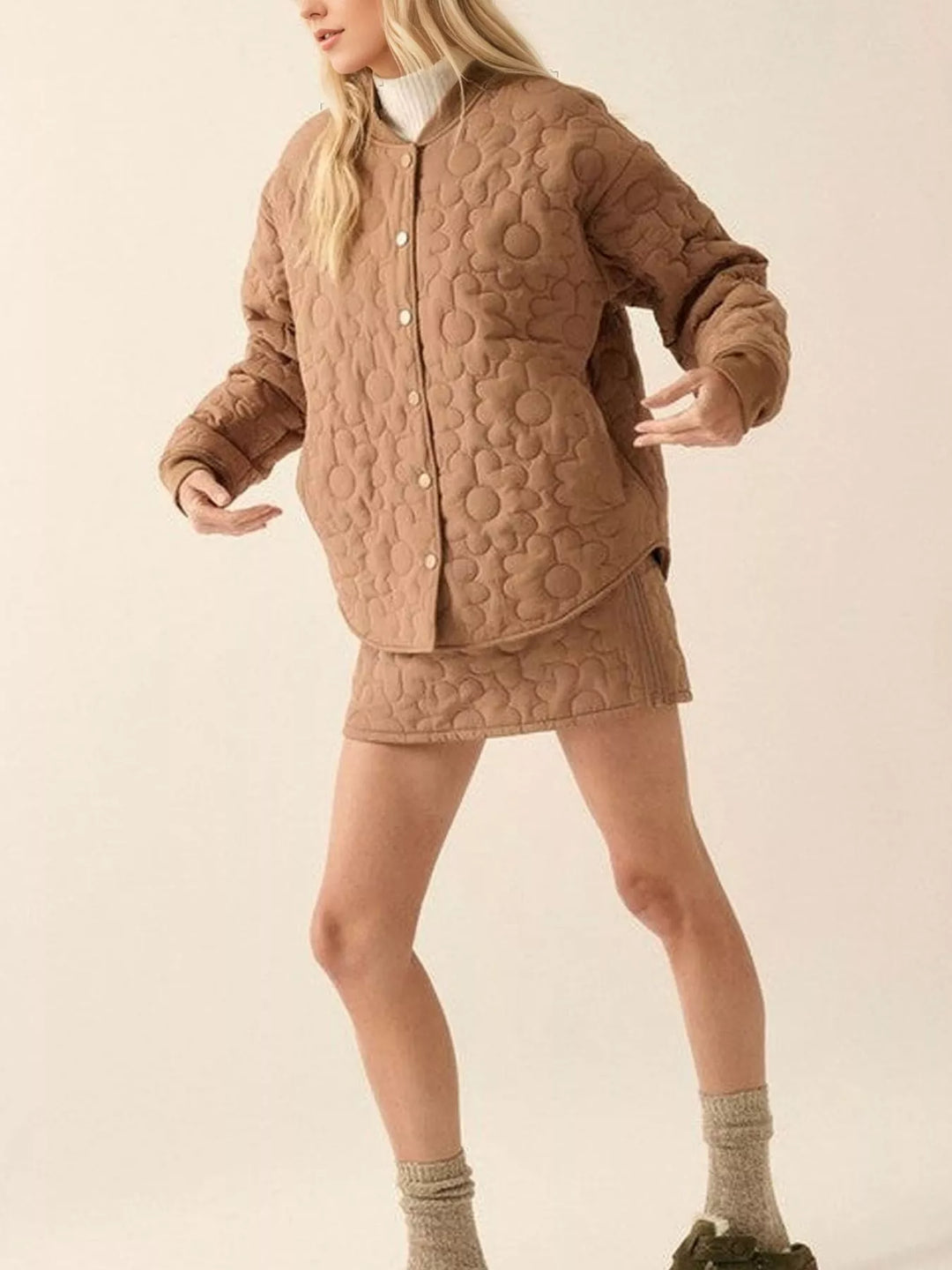 Textured Snap Down Outerwear