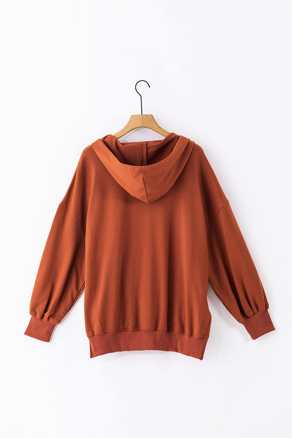 Sweat à capuche surdimensionné marron à col en V et poche kangourou