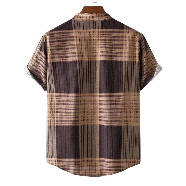 Men's Casual Plaid Short Sleeve Button Detail Shirt