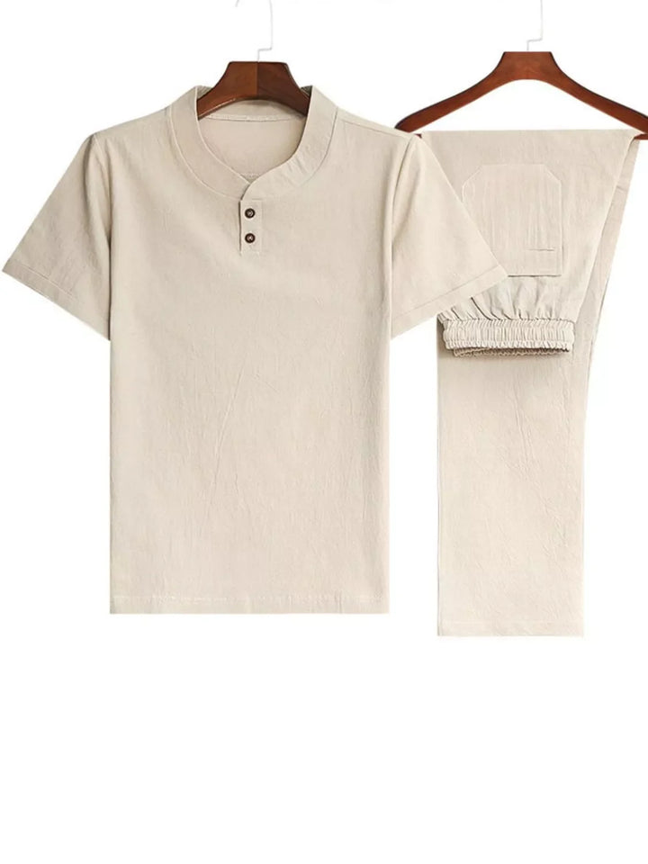 Men's Plus Size Casual Short Sleeve Top & Pants Set